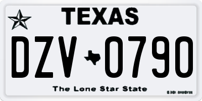 TX license plate DZV0790