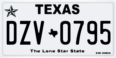 TX license plate DZV0795