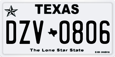 TX license plate DZV0806