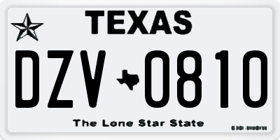 TX license plate DZV0810
