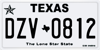 TX license plate DZV0812