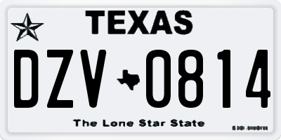 TX license plate DZV0814