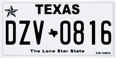 TX license plate DZV0816