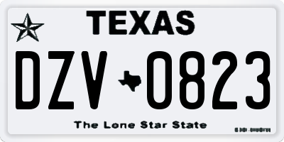 TX license plate DZV0823