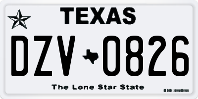 TX license plate DZV0826