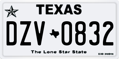 TX license plate DZV0832