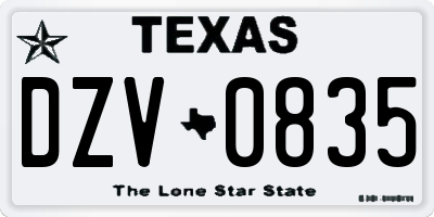 TX license plate DZV0835