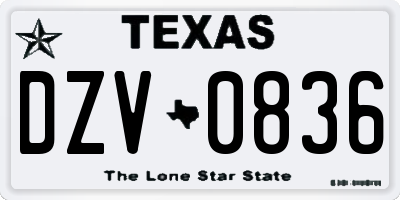 TX license plate DZV0836