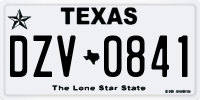 TX license plate DZV0841