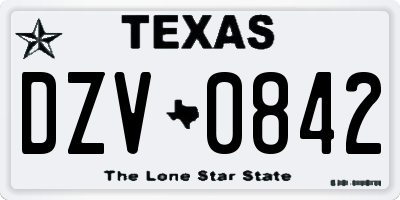 TX license plate DZV0842