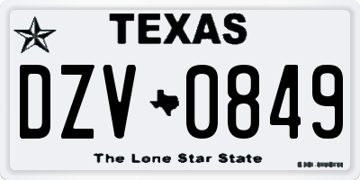 TX license plate DZV0849