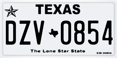 TX license plate DZV0854