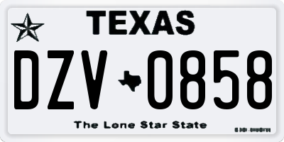 TX license plate DZV0858