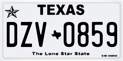 TX license plate DZV0859
