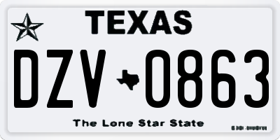 TX license plate DZV0863