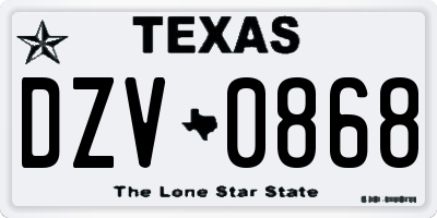 TX license plate DZV0868