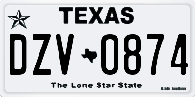 TX license plate DZV0874