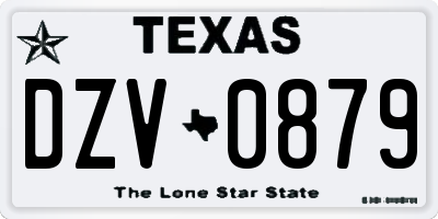 TX license plate DZV0879