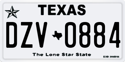 TX license plate DZV0884