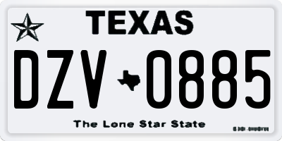 TX license plate DZV0885