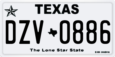 TX license plate DZV0886