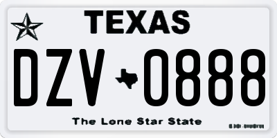 TX license plate DZV0888