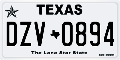TX license plate DZV0894
