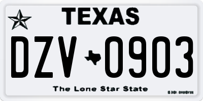 TX license plate DZV0903