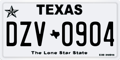 TX license plate DZV0904