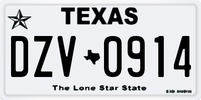 TX license plate DZV0914