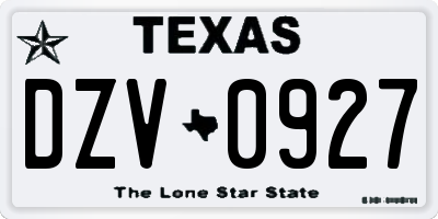 TX license plate DZV0927