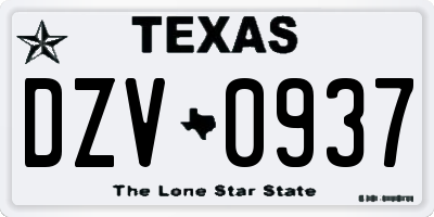 TX license plate DZV0937