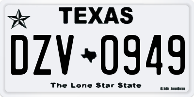 TX license plate DZV0949