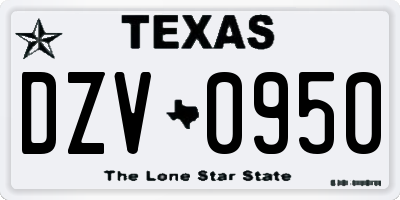 TX license plate DZV0950