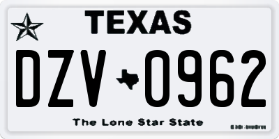 TX license plate DZV0962