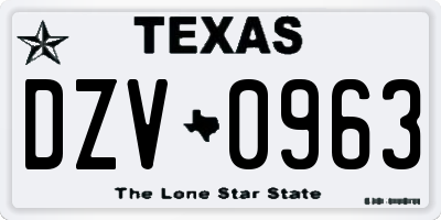 TX license plate DZV0963