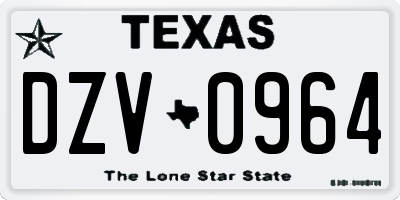 TX license plate DZV0964