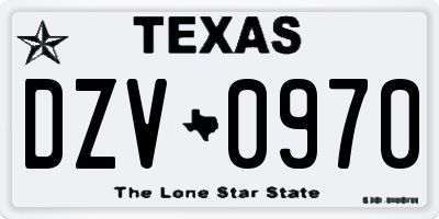 TX license plate DZV0970