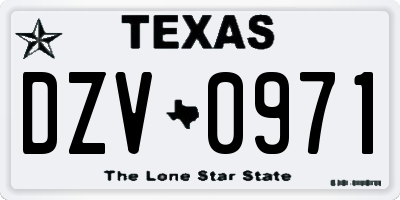 TX license plate DZV0971
