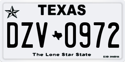 TX license plate DZV0972