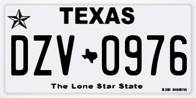 TX license plate DZV0976