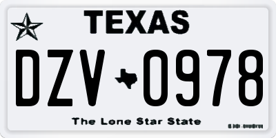 TX license plate DZV0978