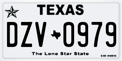 TX license plate DZV0979