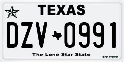 TX license plate DZV0991