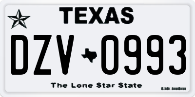 TX license plate DZV0993