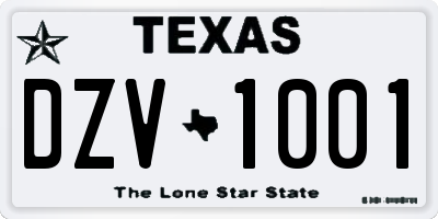TX license plate DZV1001