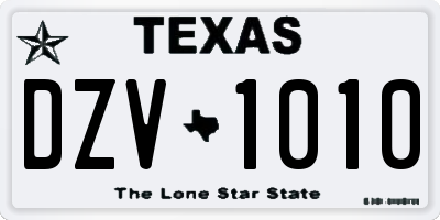 TX license plate DZV1010