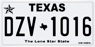 TX license plate DZV1016