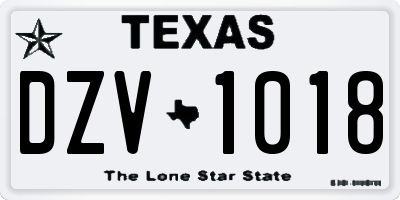 TX license plate DZV1018