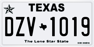 TX license plate DZV1019